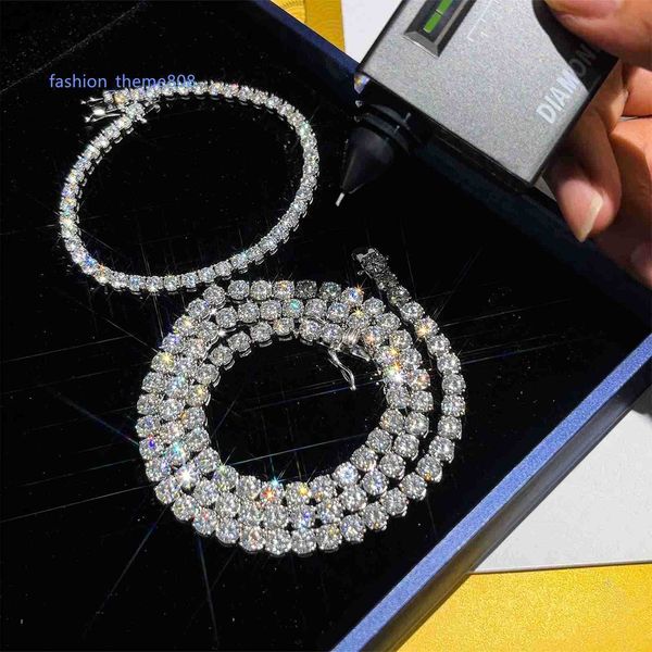 

gra certificate factory price iced out moissanite diamond tennis chains 10k gold tennis chains necklace for men gift, Silver