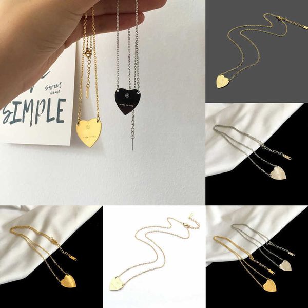 

luxurious heart necklace woman stainless steel couple gold chain pendant jewelry on the neck gift for girlfriend accessories wholesale, Silver