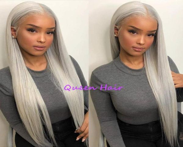 

ombre grey two tone color grade natural straight high density heat resistant fiber glueless synthetic lace front wigs for blac9467365, Black