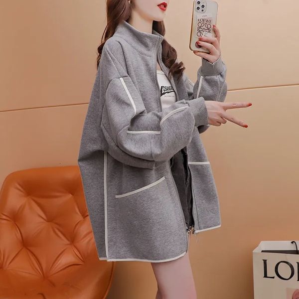 

womens jackets capless sweater cardigan spring and autumn loose lazy wind trend joker design fat sister coat 230818, Black;brown
