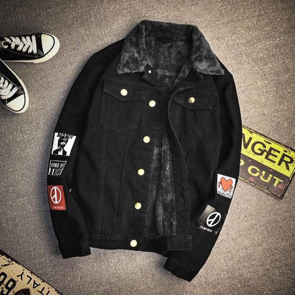 

mens winter denim jacket coats men thicker fleece warm jean coats winter denim jackets men jean jackets large size 5xl1293476, Black;brown