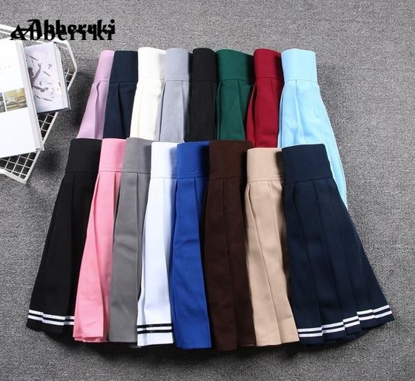 

japanese cute pleated skirt cosplay schoolgirl uniform harajuku solid high elastic waist mini skirt with shorts saias femininas y29605915, Black