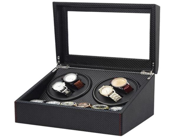 

automatic watch winder 6 4 box slient motor box watches mechanism cases drawer storage display watches remontoir8819014, Black;blue