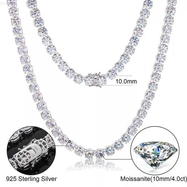 

iced out d color vvs moissanite diamond necklace - 925 sterling silver - multiple sizes available