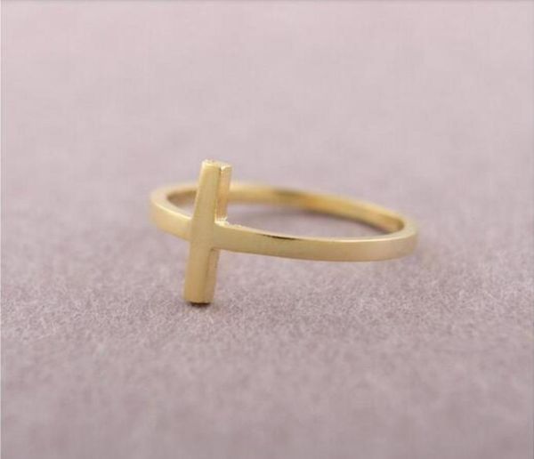 

whole 10 pcelot mix color fashion jewelry gold plated cross ring finger rings 6287830, Golden;silver