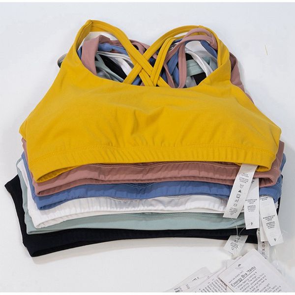 

lu-88 bear yoga sports bra padded push up nylon double sided grinding cross back shockproof gathered yoga bra vest
