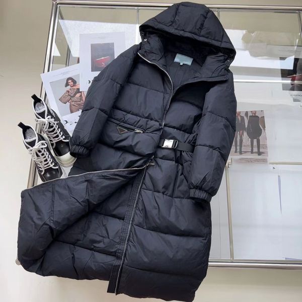 

designer womens down coat long over knee hooded women winter coat extra long thickened warm jackets women puffer jacket, Black