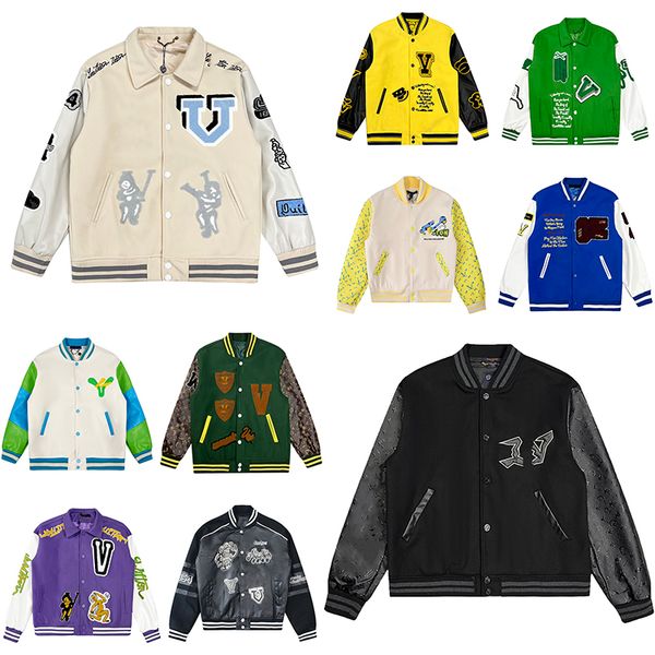 

designer mens varsity jacket baseball coat fashion womens letterman jackets embroiderd letter jacket single breasted couples men's clo, Black;brown