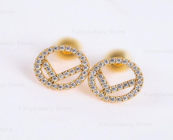 

designer 18k gold letter earrings stud luxury womens geometric full drill crystal rhinestone earstud earring women wedding jewelry5397333, Golden;silver