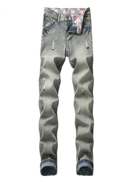 

men039s jeans men denim skinny tattered stretch slim fit hop pants plus size long brand large9437919, Blue