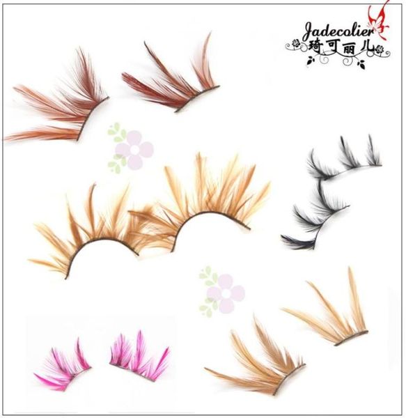 

false eyelashes 1 pair colorful short feather eyelash brownblack personality art studio makeup tool stage performance exaggeratio2049615
