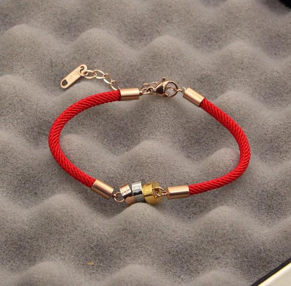 

whole love charm bracelets red string red rope jewelry three ring three color red black rope bracelet love bracelets woman ma6104769, Golden;silver
