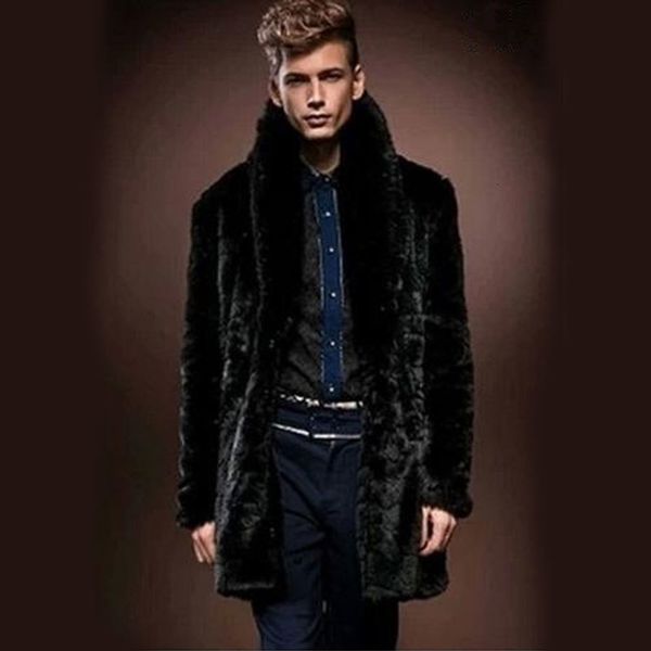 

men's jackets style in winter men's fake fur mink coat thicker coats long section and british style/ 230816, Black;brown
