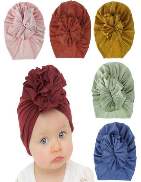 

fashion pleated flower baby cap beanie elastic cotton solid colors hair accessories multi color infant turban hats2745951, Slivery;white