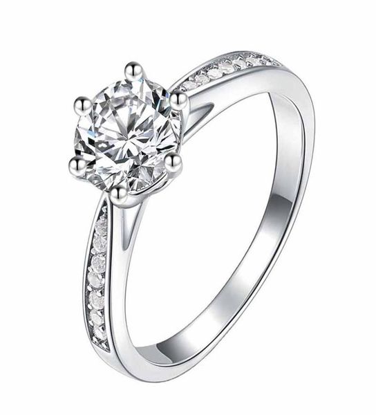 

925 sterling silver bridal rings 2ct cz diamond engagements ring wedding bands for women girls size 4 59 with box276r2050275, Slivery;golden