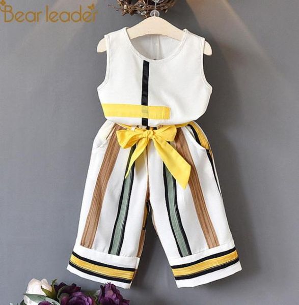 

girls clothing sets summer fashion girls sleeveless splicing design tshirtcasual pants 2pcs girls clothes9096886, White