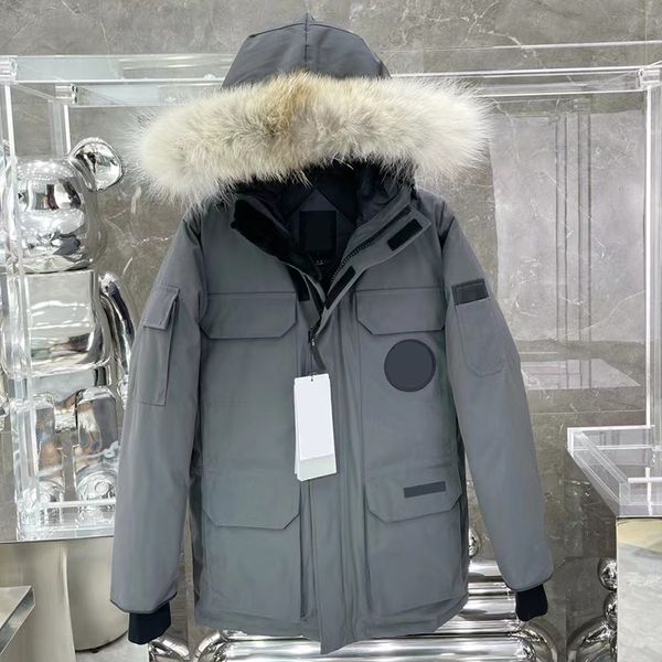

designer winter down jacket men women fashion trend fur parkas lovers thickened warmth feather waterproof warm outdoor coat black grey