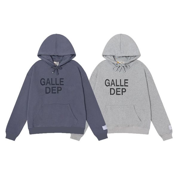 

american designer galler classic printed hoodie heavyweight cotton fleece hooded sweatshirt men's women's long sleeve t-shirt, Black