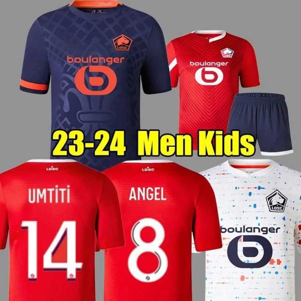 

losc lille 23 24 soccer jerseys 14 umtiti 8 angel cabella j david yazici ounas football shirt 2023 2024 away third 3rd maillot men kids kit, Black;yellow