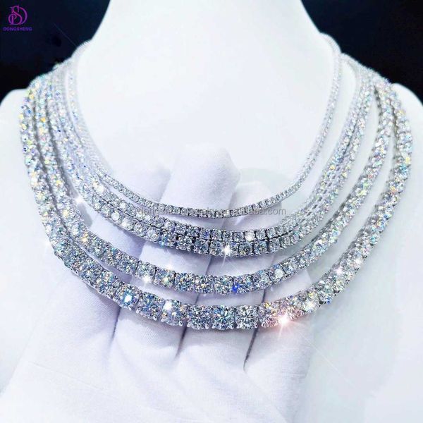 

hip hop diamond moissanite jewelry 4mm 5mm 6mm tennis necklace 925 silver/10k/14k/18k vvs moissanite tennis chain