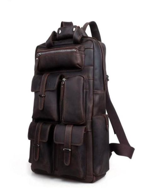 

19 inch large capacity pu leather men business backpack genuine leather outdoor backpacker weekender travel luggage handbag backpa5547780