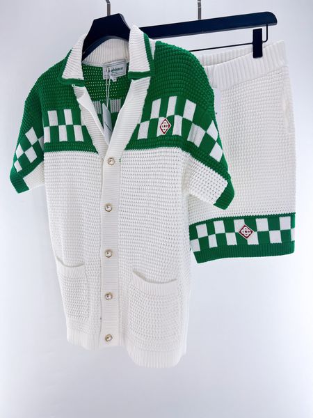 

fashion mens luxury designs short sweater menwomen casablanca set knitwear tassels break holes wool jerseys men casual short sleeve casual k, White;black