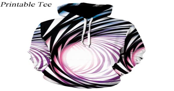 

optical illusion casual printed menwomen hoodie pullover sweatshirt spring autumn drawstring full print we2549790052, Black