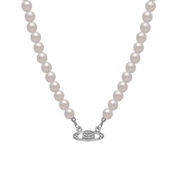 

designer planetary orbit saturn pendant pearl necklace fashion women jewelry collar chain1954955, Silver
