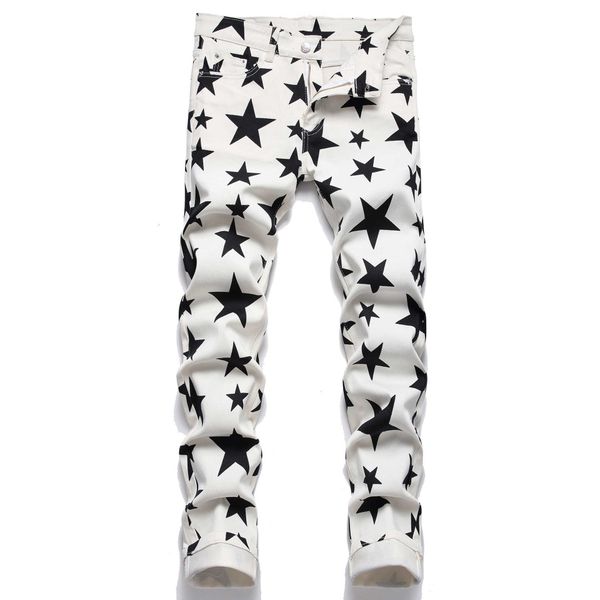 

men's jeans digital printed stretch for fashion men, Blue
