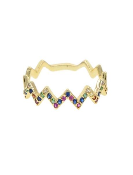 

fashion latest delicate danity minimal jewelry christmas gift thin wave stack gold colorful cz rainbow stunning ring for women gi32889609, Slivery;golden