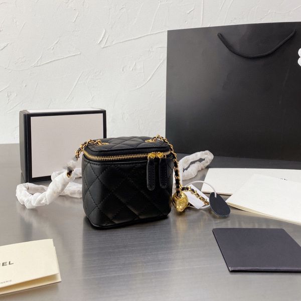 

new leisure mini square fat man diamond crossbody bag sheepskin small golden balls cosmetic bag chain women's bag