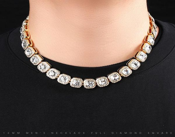 

miami chain hip hop men039s square glass 12mm cuban necklace hiphop trend accessories cuba link chains9866414, Silver