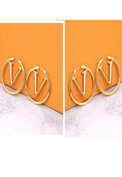

designer earrings luxury large gold hoop stud earring holder fashion letter huggie jewelry women 18k stainless steel wedding gifts3079905, Golden;silver