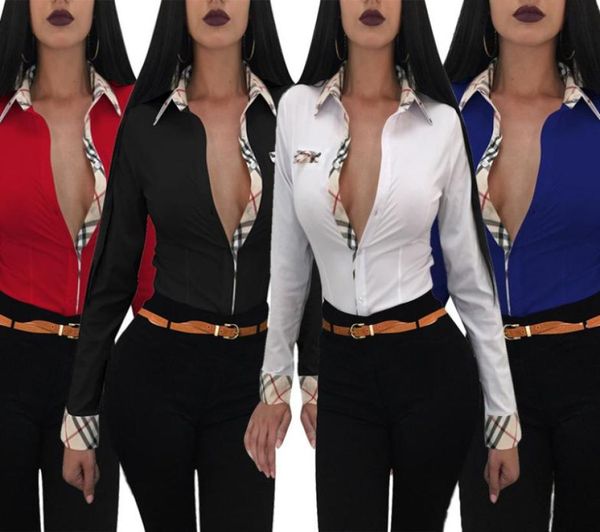 

fashion lapel print blouses women shirts long sleeve ladies office club party blouses turn down collar female shirt clot7945579, White