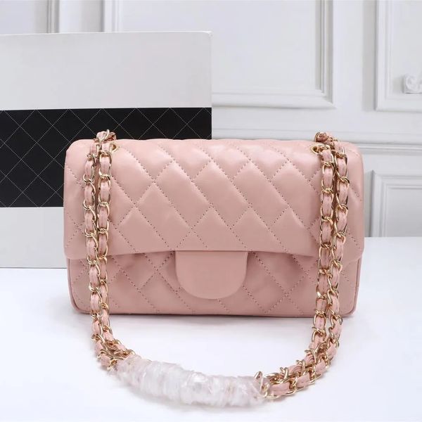 

r custom luxury brand handbag channel women's bag 2023 leather gold chain crossbody 2.55cm black and white pink clip sheepskin shoulder