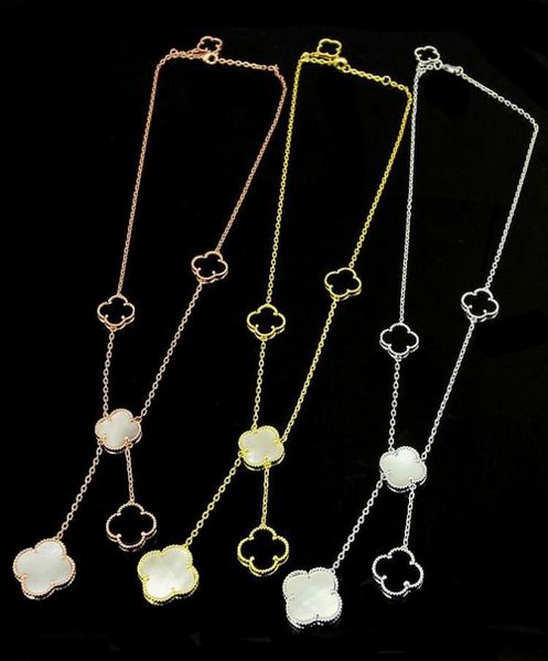 

2017 beautiful tassel necklace onyx malachite five flower lover necklace for women gift9827144, Silver
