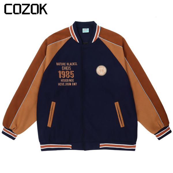 

mens jackets american vintage men patchwork baseball coat letter embroidery casual varsity jacket autumn retro bomber spring 230818, Black;brown