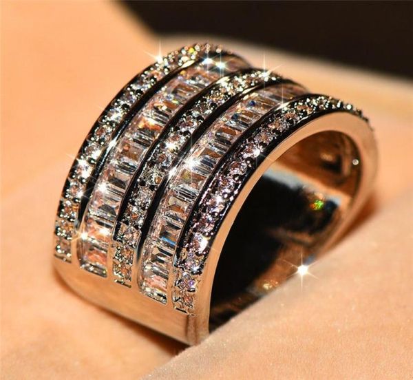 

wieck luxury jewelry 925 sterling silver princess cut white z cz diamond eternity women wedding engagement band ring gift wjl17555583, Slivery;golden