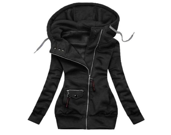 

womens solid stitching hoodies drawstring hooded slim trendy jacket coat outwear fashion casual warm sweatshirt hoodie for women4887632, Black