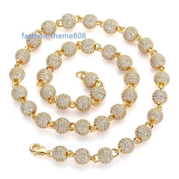 

wholesale factory 6mm 8mm 10mm moissanite ball chain 925 sterling silver iced out vvs diamond cuban link chain hip hop necklace
