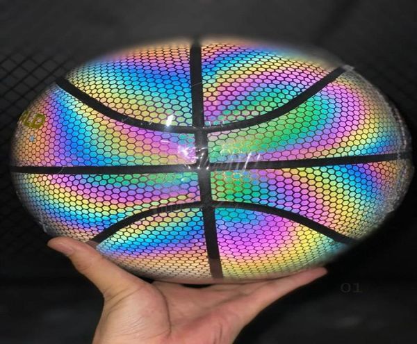 

fvb 2020 new custom logo rainbow glow holographic luminous reflective size 7 6 basketball ball3589313