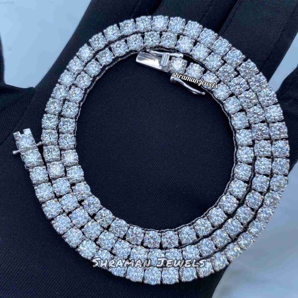 

5mm colorless moissanite diamond tennis chain passes diamond tester 925 sterling silver tennis necklace for men and women