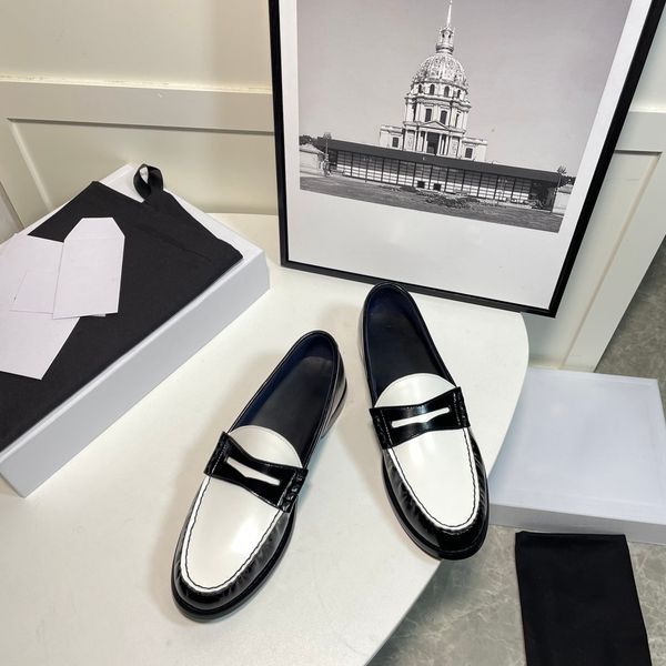 

new real leather loafers polished cowhide classic loafers comfort shoes women's designer shoes factory shoes with box, Black