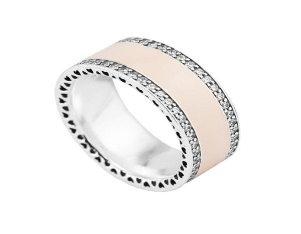 

sterling silver jewelry band rings for woman hearts of pan soft pink color whole ring european style wedding6436800