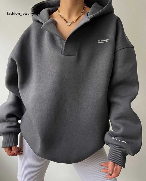 

women's hoodies sweatshirts 2023 new plush hooded printed long sleeved basic versatile sweater v-neck sweater, Black