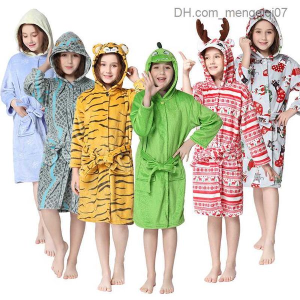 

towels robes children's bathroom cartoon flannel night light boys and girls winter pajamas christmas towel robe youth dress baby clothi