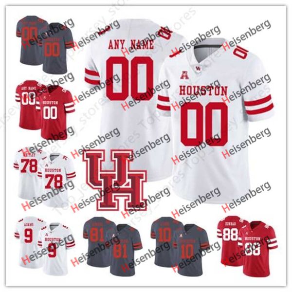

custom big size houston cougars 2019 college football any number name red white gray oliver jersey customize usa ncaa jerseys, Black