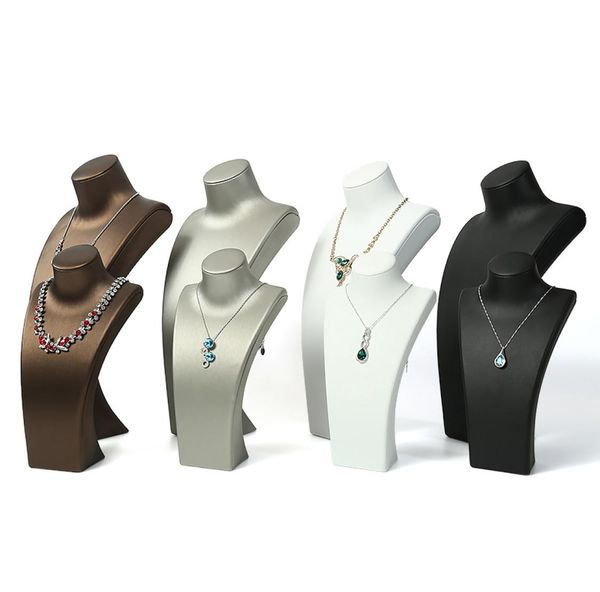 

pu leather necklace display stand elegant figure high neck form for large necklaces chains jewellery window shelf showcase display2982191, Black