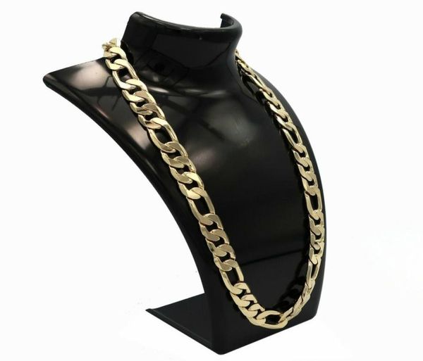 

men039s necklace 14k gold finish figaro link chain thick hip hop 24quot 12mm8914300, Silver