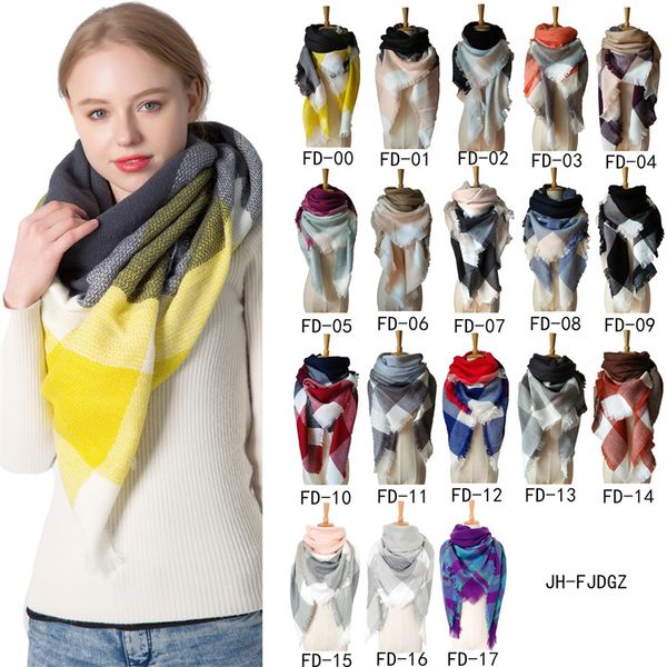 

fashion accessories autumn and winter scarves yellow grey imitation cashmere large plaid scarf for women's enlarged double sided shawl, Blue;gray